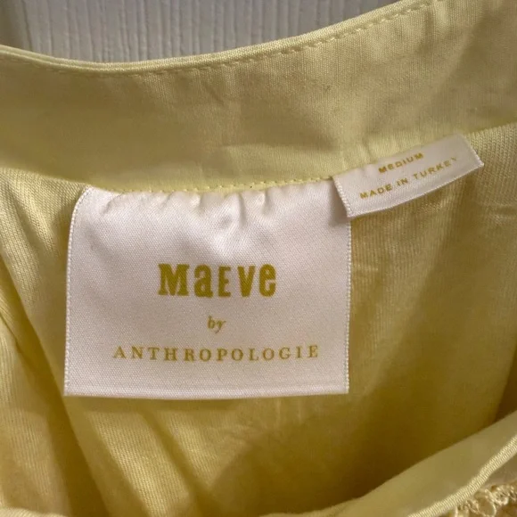 Maeve by Anthropologie Yellow Eyelet Puff Sleeve Mini Dress - Picture 5 of 11